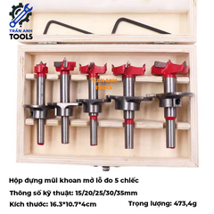 Mũi khoan gỗ điều chỉnh độ sâu các cỡ từ 15 20 25 30 35mm, mũi khoan lỗ tròn, mũi khoét gỗ có thang đo