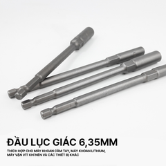 Đầu Chụp Lục Giác Dài 150mm Thép Crom Vanadi Siêu Bền Chuôi 6.35mm