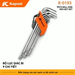 Bộ lục giác bi 9 chi tiết Kapusi Japan cao cấp chất liệu S2 dày dặn cứng cáp, bộ lục giác bi chất lượng nhật bản