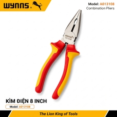 Kìm điện 6 8 inch cách điện 1000V tiêu chuẩn VDE của Đức Wynn's chính hãng, kềm điện chịu điện cao áp chuyên dụng