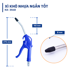 Vòi xịt thân nhựa cao cấp STAKA súng xịt hơi, dụng cụ xì khô mỏ cong phù hợp dây máy nén khí, máy bơm hơi