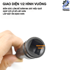 Khẩu vặn ốc lục giác dài 200mm chuôi 1/2 cỡ 8-19mm, thép CR-V dùng cho máy vặn ốc chuyên dụng, chịu lực cao