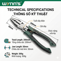 W3460 Kìm Điện Đa Năng 8 Inche Wynn's