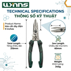 (W0115) Kéo cắt dây điện 9 inch