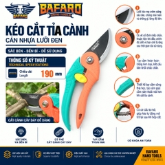 Kéo cắt cành cán nhựa lưỡi đen Bafaro