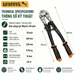 Kìm Cộng Lực Cỡ Đại Wynn's – Tay Dài, Cắt Ngọt, Lưỡi Siêu Bền, Dụng Cụ Cắt Kim Loại Chuyên Dụng, Bền & Mạnh Mẽ