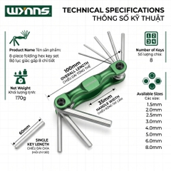 Bộ Lục Giác Gấp Gọn Xếp Đầu Lục giác 8 Chi Tiết Wynn's