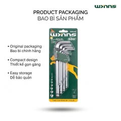 Bộ Lục Giác 9 Chi Tiết W9920A Wynns Thép CR-V Siêu Dài Chìa Khóa Allen Đầu Bi Vặn Ốc Lục Giác Chính Hãng Đa Năng