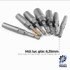 Đầu chụp bulong bắt vít chuôi lục giác chiều dài 80mm các cỡ từ 5.5-19mm