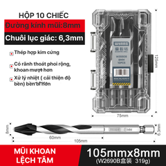 Combo 10 mũi khoan lệch tâm 8mm Wynn's