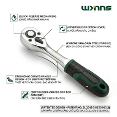 (W2595A) Cờ lê bánh cóc tay cầm cong 1/4