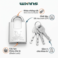 Ổ khóa treo chống cắt Wynn's đủ các cỡ chất liệu thép hợp kim chống nước chống trộm, khóa treo chống cắt bảo vệ nhà cửa
