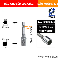 Bộ 3 đầu chuyển từ bắn vít sang bu lông các cỡ 1/4 3/8 1/2 đa năng, đầu chuyển từ máy vặn vít sang máy siết ốc