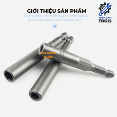 Đầu chụp bulong bắt vít chuôi lục giác chiều dài 80mm các cỡ từ 5.5-19mm