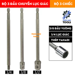 Bộ 3 đầu chuyển từ bắn vít sang bu lông các cỡ 1/4 3/8 1/2 đa năng, đầu chuyển từ máy vặn vít sang máy siết ốc