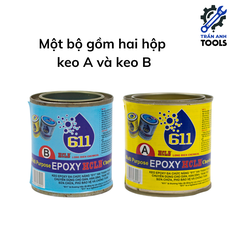 Keo dán hai thành phần AB 611 Multi Purpose Epoxy HCLB dán kim loại, nhựa, gỗ, sợi thủy tinh, đá, và gốm