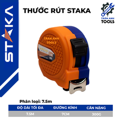 Thước Rút Thước Cuộn STAKA 5m/7.5m - Lá Thước Phủ Nylon, Vỏ Nhựa Chống Va Đập, Đo Dài Chính Xác, Dễ Sử Dụng
