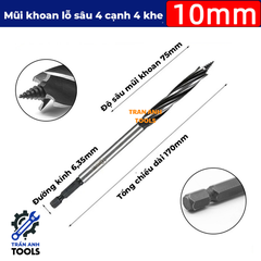 Mũi khoan gỗ xoắn dài chuôi lục giác