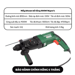 Máy Khoan Bê Tông 3 Chế Độ Wynn's WS3017 900W, Khoan Đục Đá, Máy Khoan Đục Bê Tông