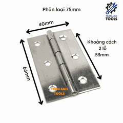 Bản lề lá Inox bóng nhiều kích thước, bản lề lá sắt xi Trần Anh Tools