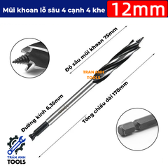 Mũi khoan gỗ xoắn dài chuôi lục giác