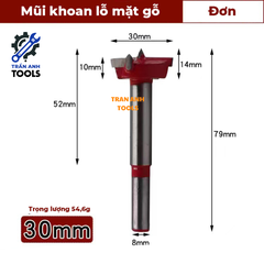 Mũi khoan gỗ điều chỉnh độ sâu các cỡ từ 15 20 25 30 35mm, mũi khoan lỗ tròn, mũi khoét gỗ có thang đo
