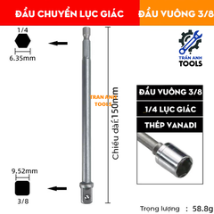 Bộ 3 đầu chuyển từ bắn vít sang bu lông các cỡ 1/4 3/8 1/2 đa năng, đầu chuyển từ máy vặn vít sang máy siết ốc