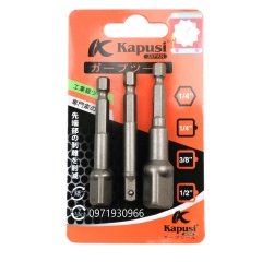 Bộ 3 Đầu chuyển từ bắn vít sang bu lông các cỡ 1/4 3/8 1/2 đa năng Kapusi Japan chính hãng