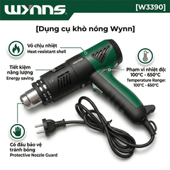 (W3390) Súng thổi khí nóng điều chỉnh nhiệt độ 2000W chống bỏng