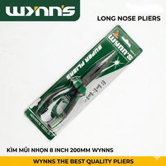 Kìm Mũi Dài 8 Inch 200mm Thép Cứng Cán Bọc Cao Su Chống Trượt Wynns Super Pliers Kìm Kẹp Cơ Khí Điện Gia Dụng