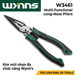Kìm Mũi Nhọn Đa Năng W3461 200mm Thép Hợp Kim Có Lưỡi Cắt Tay Cầm Chống Trượt Wynns Kìm Điện Cơ Khí Chính Hãng