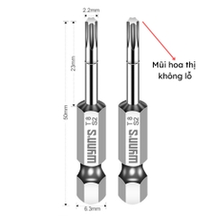 Mũi bắn vít đầu hoa thị chiều dài 50mm các cỡ T8-T40 Wynn's Tools, mũi bắt vít đầu bông mai chất liệu S2 cao cấp