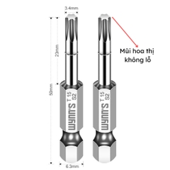 Mũi bắn vít đầu hoa thị chiều dài 50mm các cỡ T8-T40 Wynn's Tools, mũi bắt vít đầu bông mai chất liệu S2 cao cấp