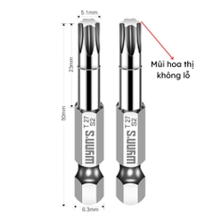 Mũi bắn vít đầu hoa thị chiều dài 50mm các cỡ T8-T40 Wynn's Tools, mũi bắt vít đầu bông mai chất liệu S2 cao cấp