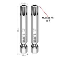 Mũi bắn vít đầu hoa thị chiều dài 50mm các cỡ T8-T40 Wynn's Tools, mũi bắt vít đầu bông mai chất liệu S2 cao cấp