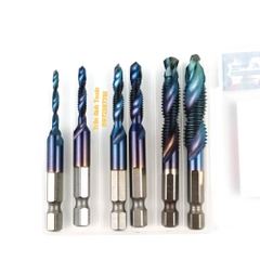 Bộ mũi khoan taro 6 chi tiết 3 4 5 6 8 10 chất liệu HSS cao cấp, bộ mũi tạo ren 6 chi tiết Kapusi K-3242 Japan cao cấp