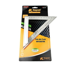 Thước ke góc tam giác kích cỡ 200mm chất liệu hợp kim nhôm đúc cao cấp Kapusi Japan, thước eke tam giác đo góc 45 độ