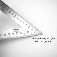 Thước ke góc tam giác kích cỡ 200mm chất liệu hợp kim nhôm đúc cao cấp Kapusi Japan, thước eke tam giác đo góc 45 độ