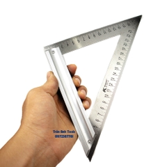 Thước ke góc tam giác kích cỡ 200mm chất liệu hợp kim nhôm đúc cao cấp Kapusi Japan, thước eke tam giác đo góc 45 độ