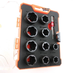 Bộ khẩu phá ốc 11 chi tiết Kapusi, bộ tuýp phá ốc hư cao cấp kích cỡ từ 9-19mm