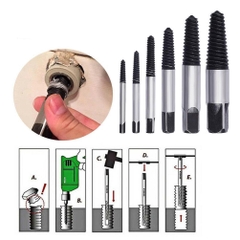 Bộ mũi vít nhổ ốc gãy 5 6 chi tiết, Bộ tháo bu lông ốc vít trờn ren, tháo ốc vít gãy