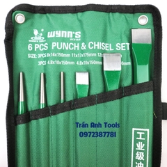 Bộ đục và đột 6 chi tiết Wynn's Tools, Đục phẳng đục sắt, đục nề, đục đá ,Bộ đục sắt ,bộ dùi đục, đục bê tông cao cấp