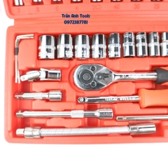 Bộ khẩu tay tự động 1/4 46 chi tiết cao cấp Kapusi Japan, bộ tuýp vặn ốc 1/4 cao cấp chất lượng nhật bản