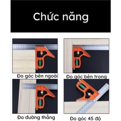 Thước ke góc vuông 30cm đa năng 6 trong 1 Kapusi Japan, thước ke góc đa năng tiện dụng
