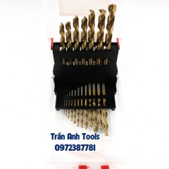 Bộ mũi khoan inox 19 chi tiết có các cỡ từ 1-10mm cao cấp Kapusi Nhật bản, hộp mũi khoan inox, thép, đồng, nhôm, gỗ