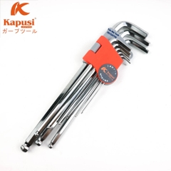 Bộ lục giác bi 9 chi tiết Kapusi Japan cao cấp chất liệu S2 dày dặn cứng cáp, bộ lục giác bi chất lượng nhật bản