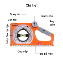 Thước đo góc nghiêng Kapusi dùng trong xây dựng và công trình, thước đo góc độ đa năng kết hợp livo từ