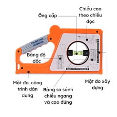 Thước đo góc nghiêng Kapusi dùng trong xây dựng và công trình, thước đo góc độ đa năng kết hợp livo từ