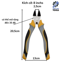 Kìm cắt 6 8 inch 3 màu kiểu Nhật Wynn's chính hãng cắt sắt thép siêu bén HRC58-63, kềm cắt dây thép, dây điện cao cấp