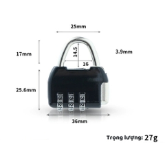Khóa Số Mini 3 Số, Khóa 3 Số Hình Chữ Nhật- Khóa Vali, Túi Xách